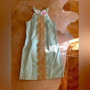 Lilly Pulitzer Mint Green and Gold Mini Dress
